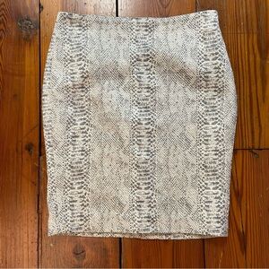 Ann Taylor Snake Print Pencil Skirt in Cream and Gray
